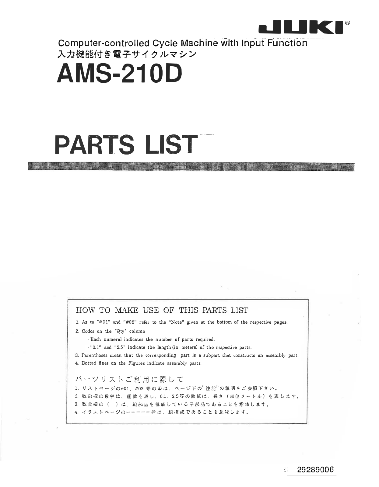 Juki AMS-210D User Manual