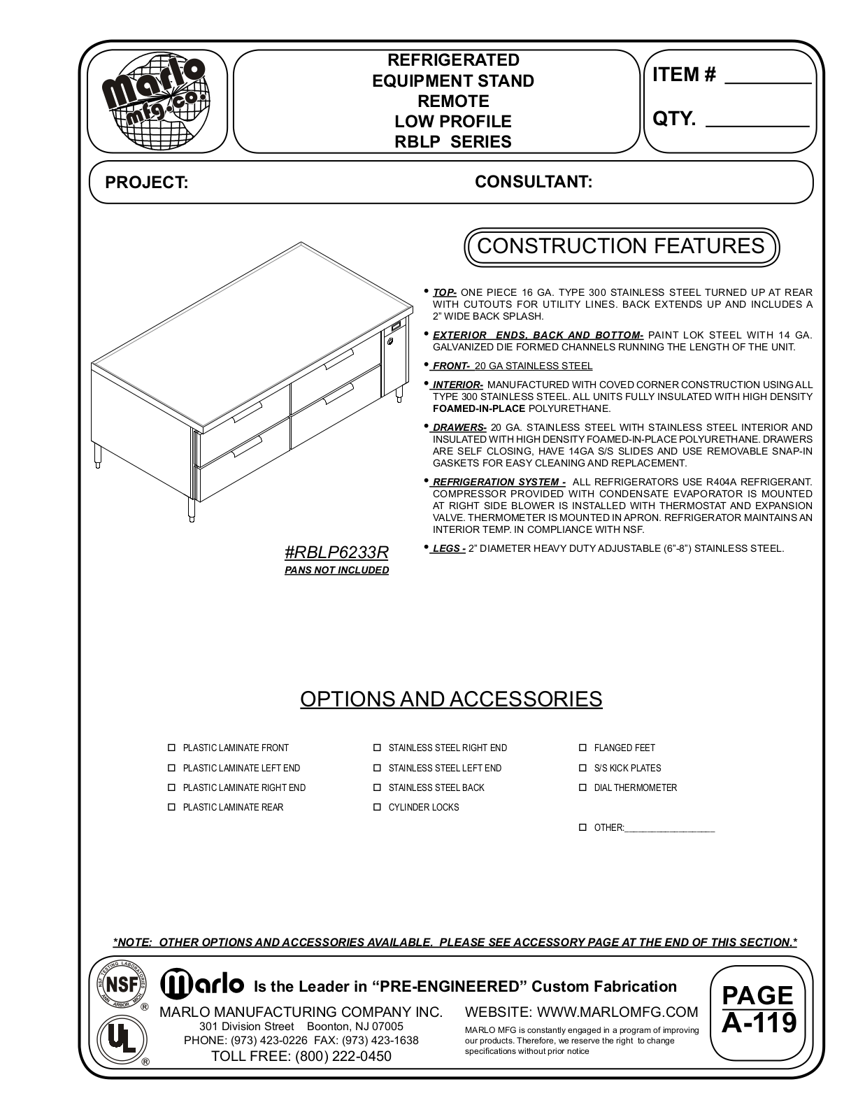 Marlo RBLP10433R User Manual