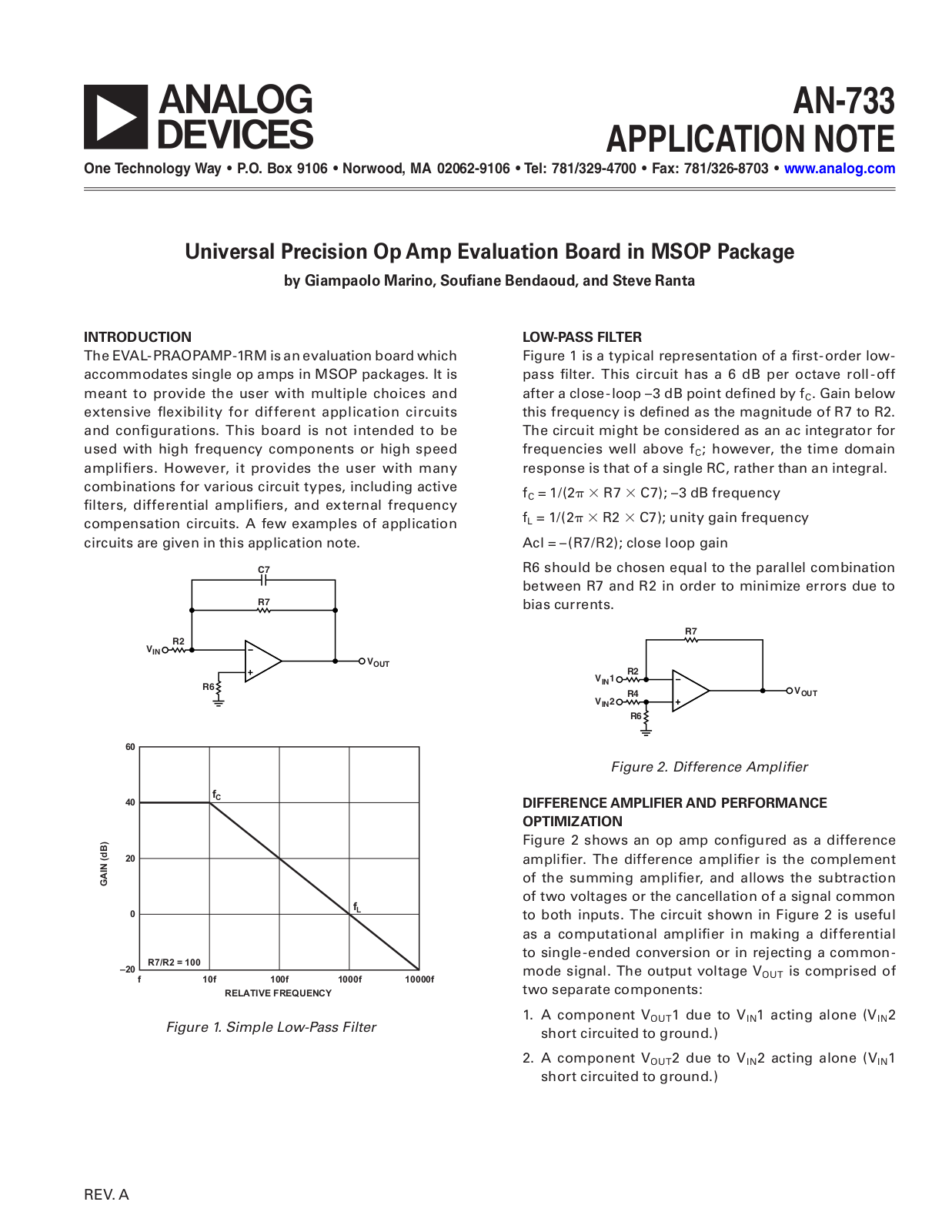 Analog Devices AN733-a Application Notes