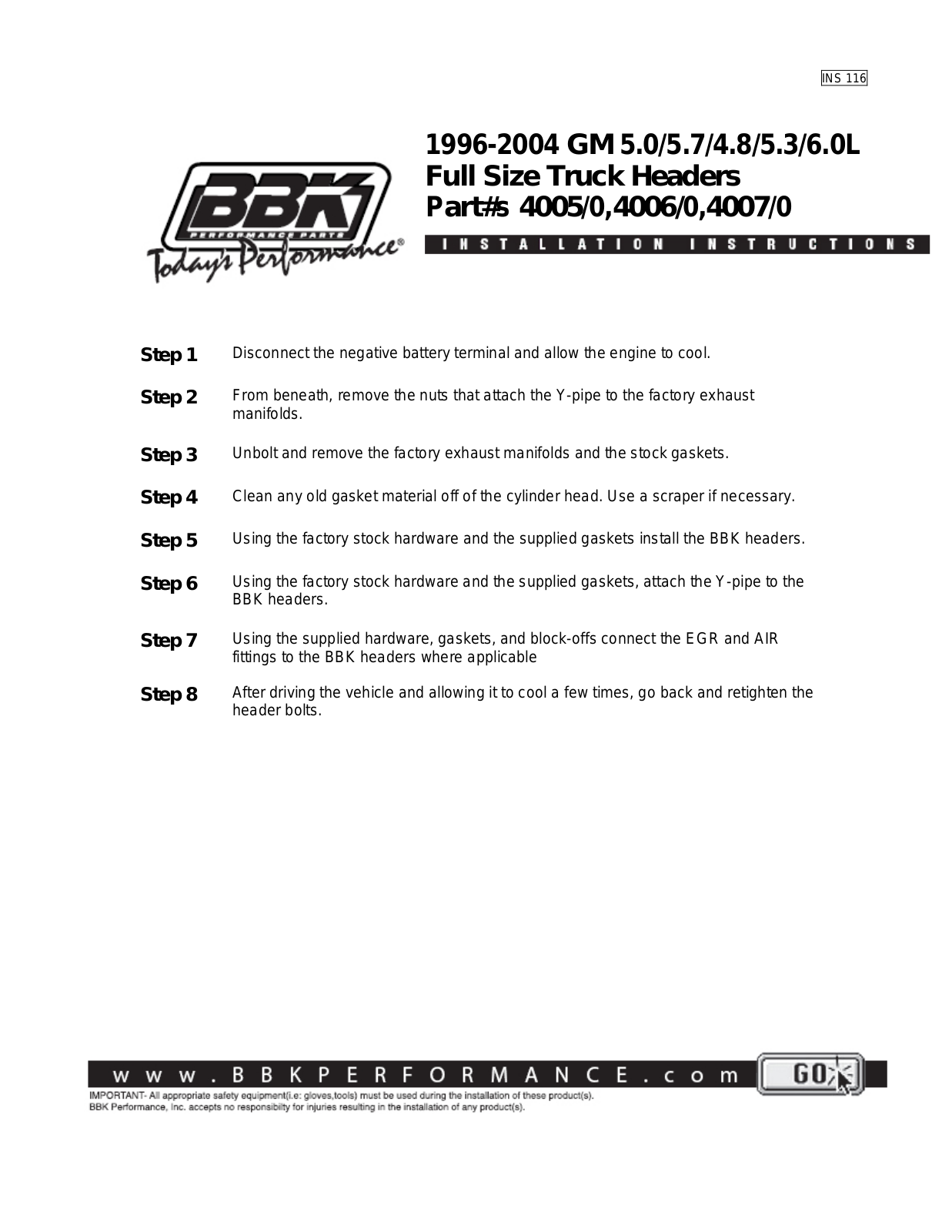 BBK Performance 40060 User Manual - ManualMachine.com