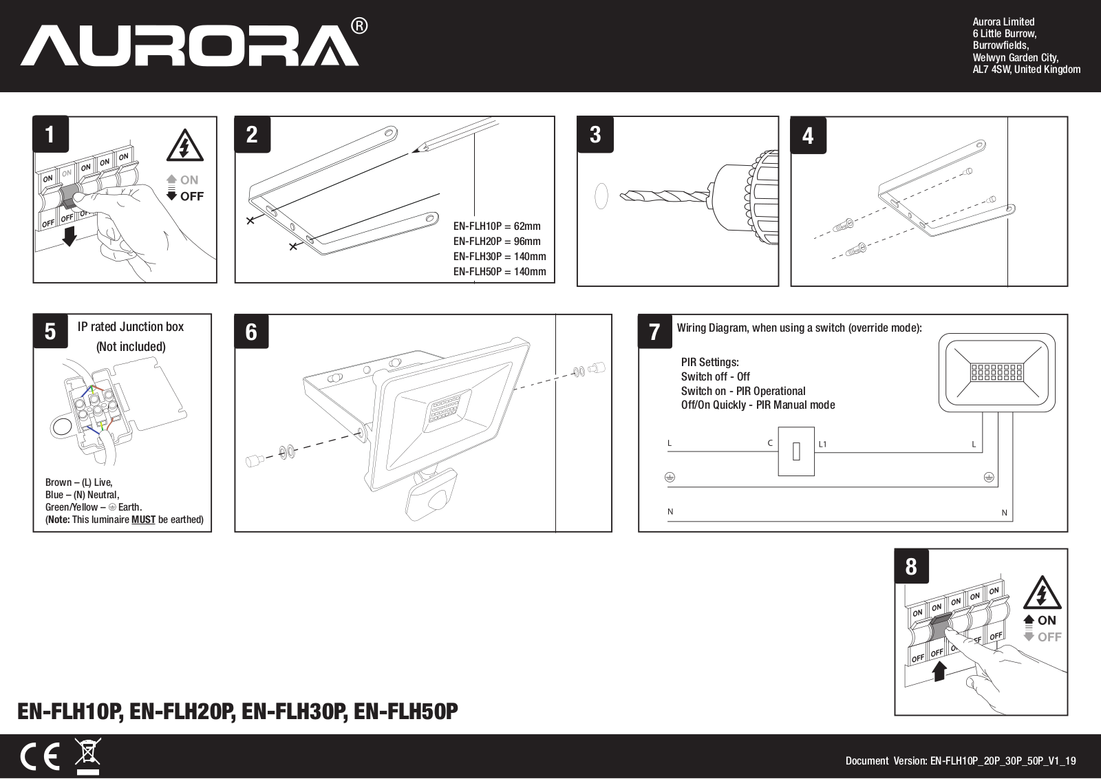 Enlite EN-FLH20PBLK, EN-FLH30PBLK, EN-FLH20PW, EN-FLH20BLK, EN-FLH20W Installation Instructions