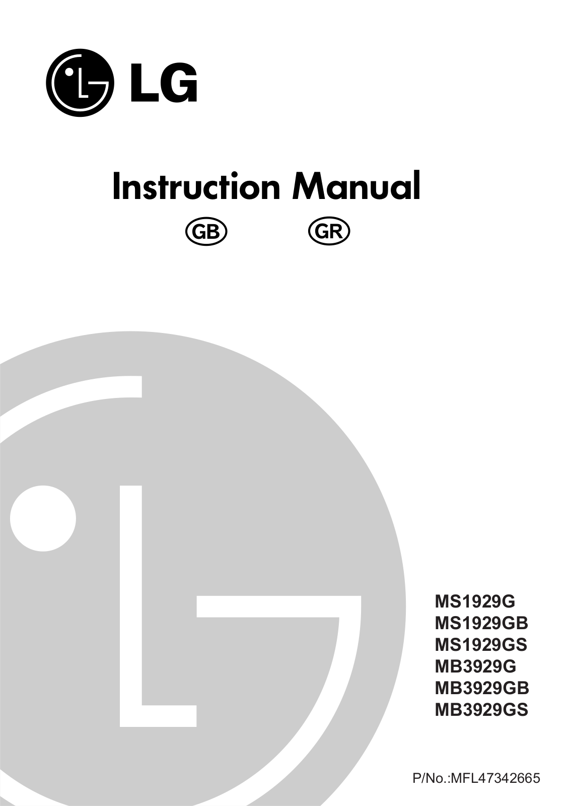 Lg MS1929G, MS1929GB, MS1929GS, MB3929G, MB3929GB Instructions Manual