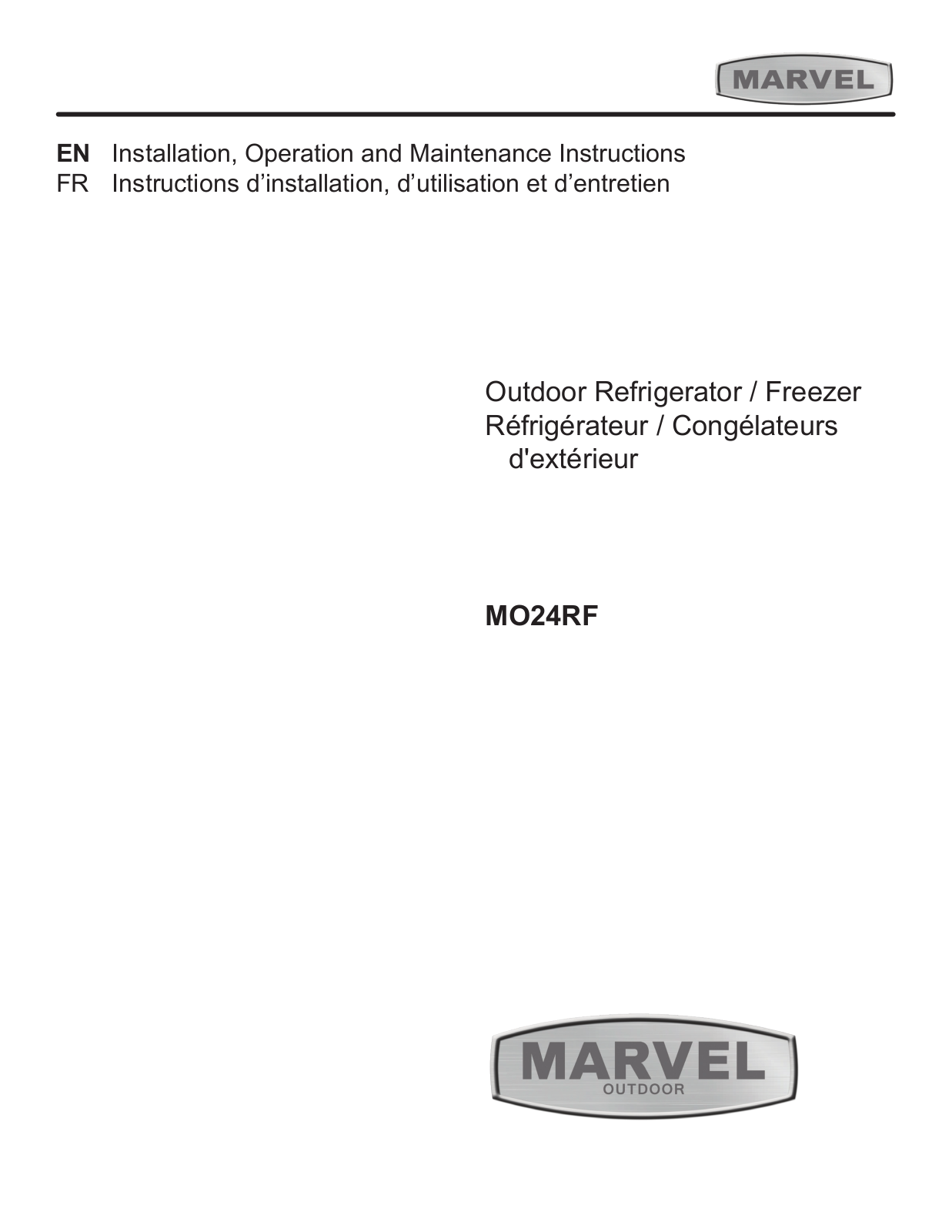 Marvel Refrigeration MO24RF Owner’s Manual