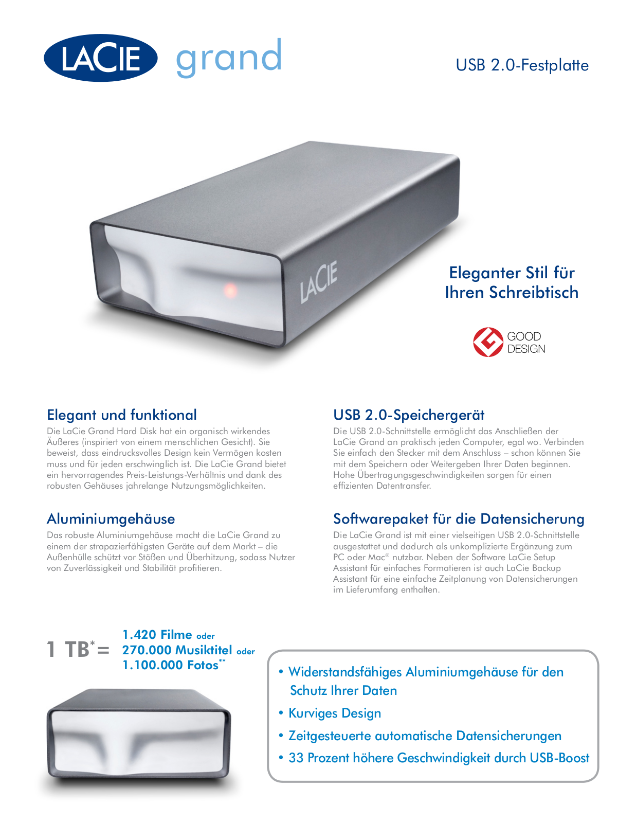 Lacie GRAND HARD DISK DATASHEET