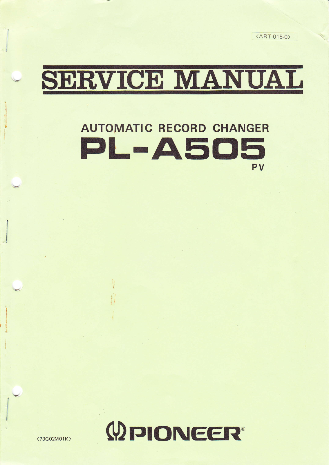 Pioneer PLA-505 Service manual