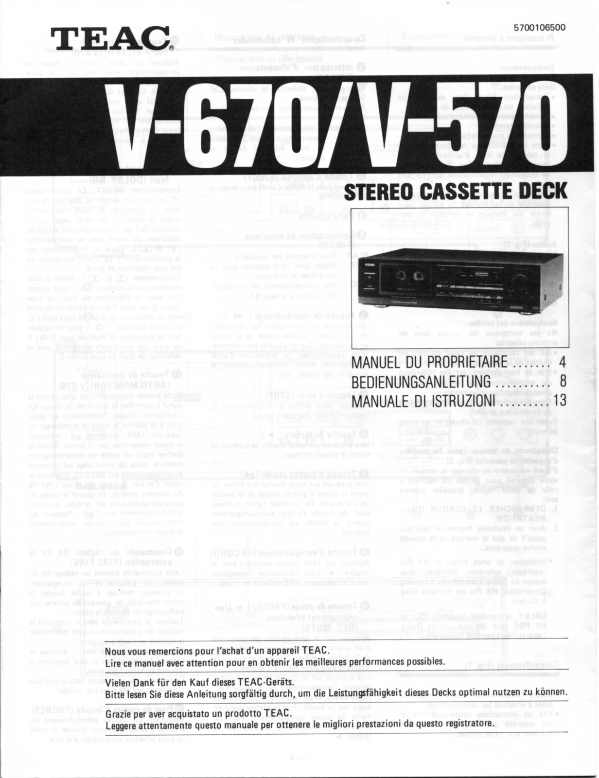 Teac V-570, V-670 User Manual