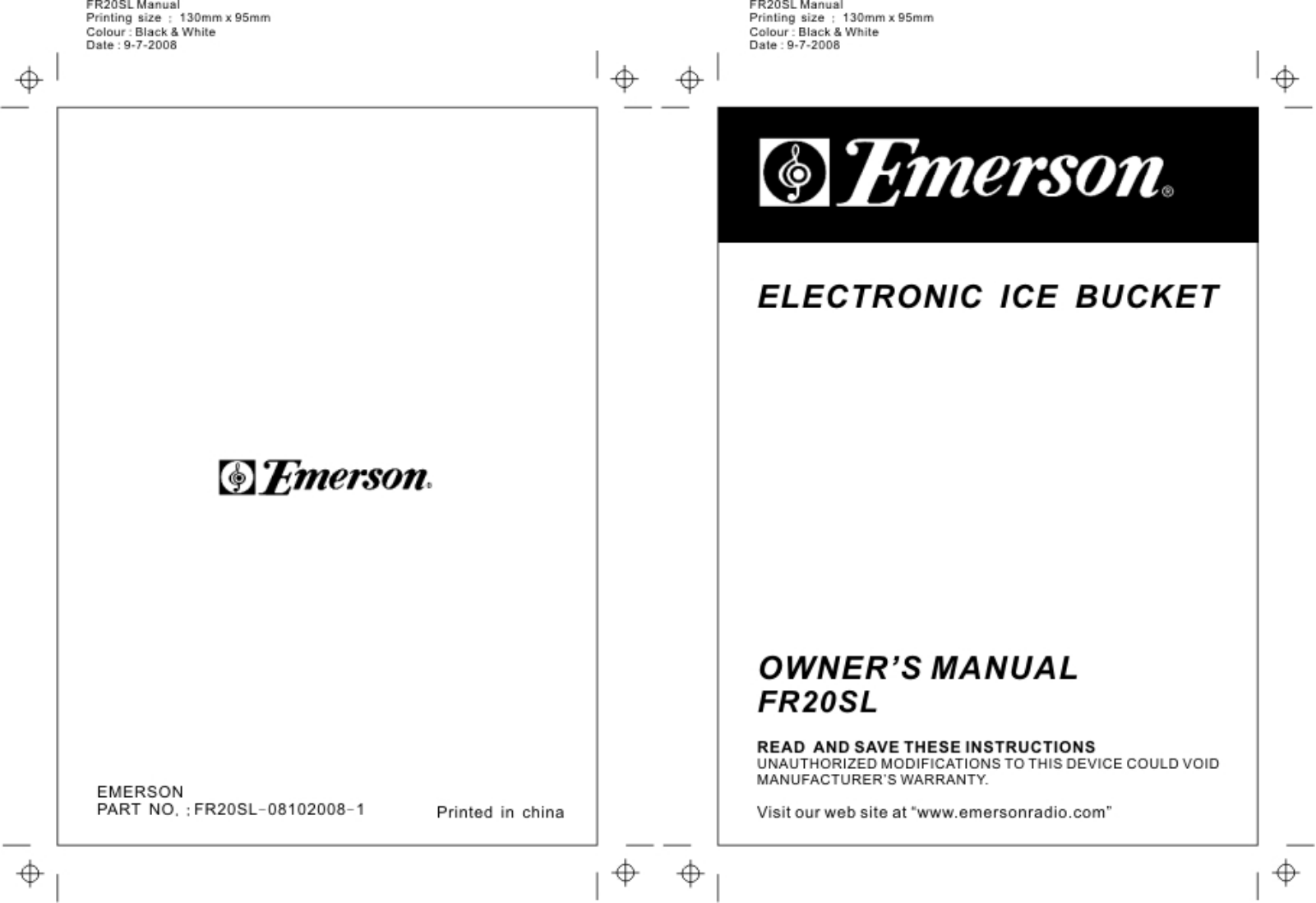 Emerson FR20SL User Manual