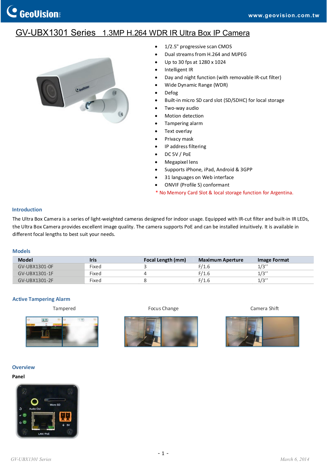 GeoVision UBX1301 User Manual