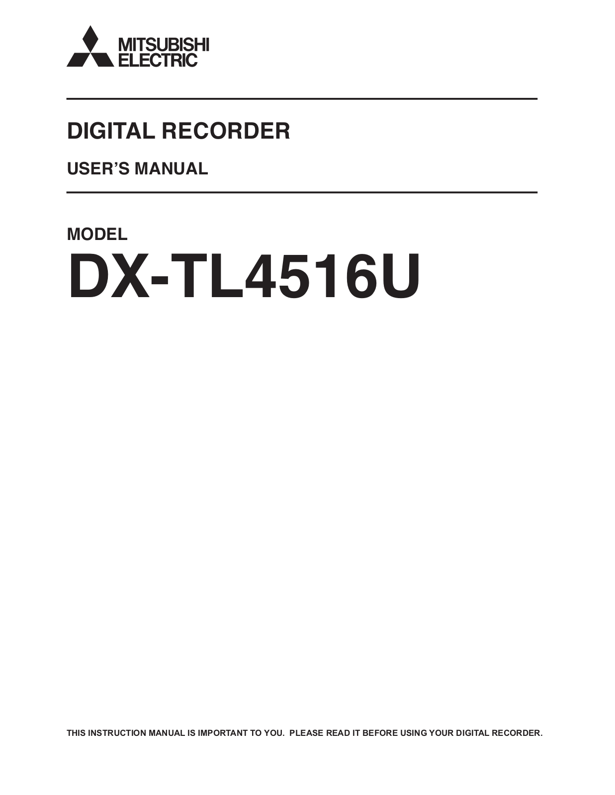 Mitsubishi DX-TL4516U User's Manual