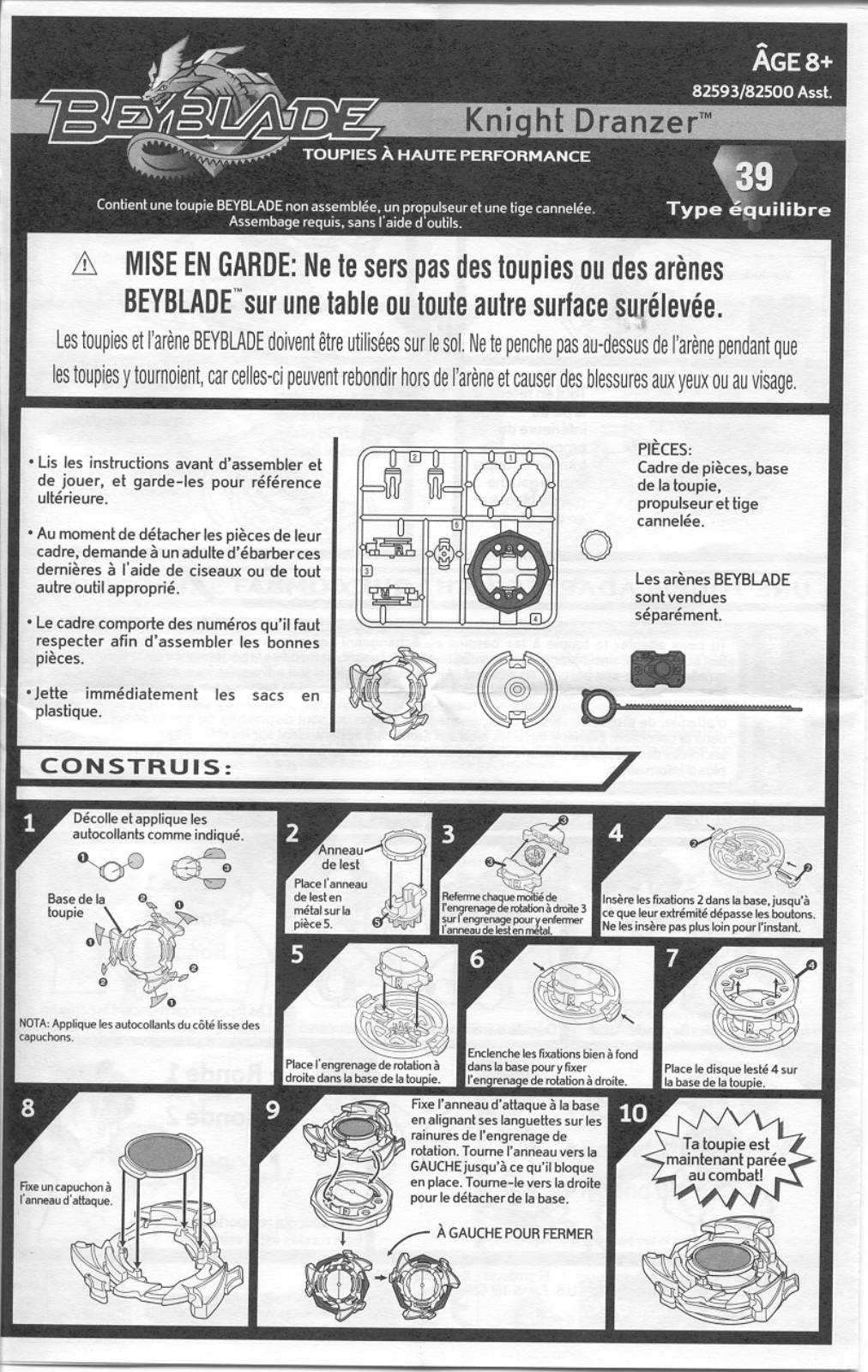 HASBRO Beyblade Tops Knight Dranzer User Manual