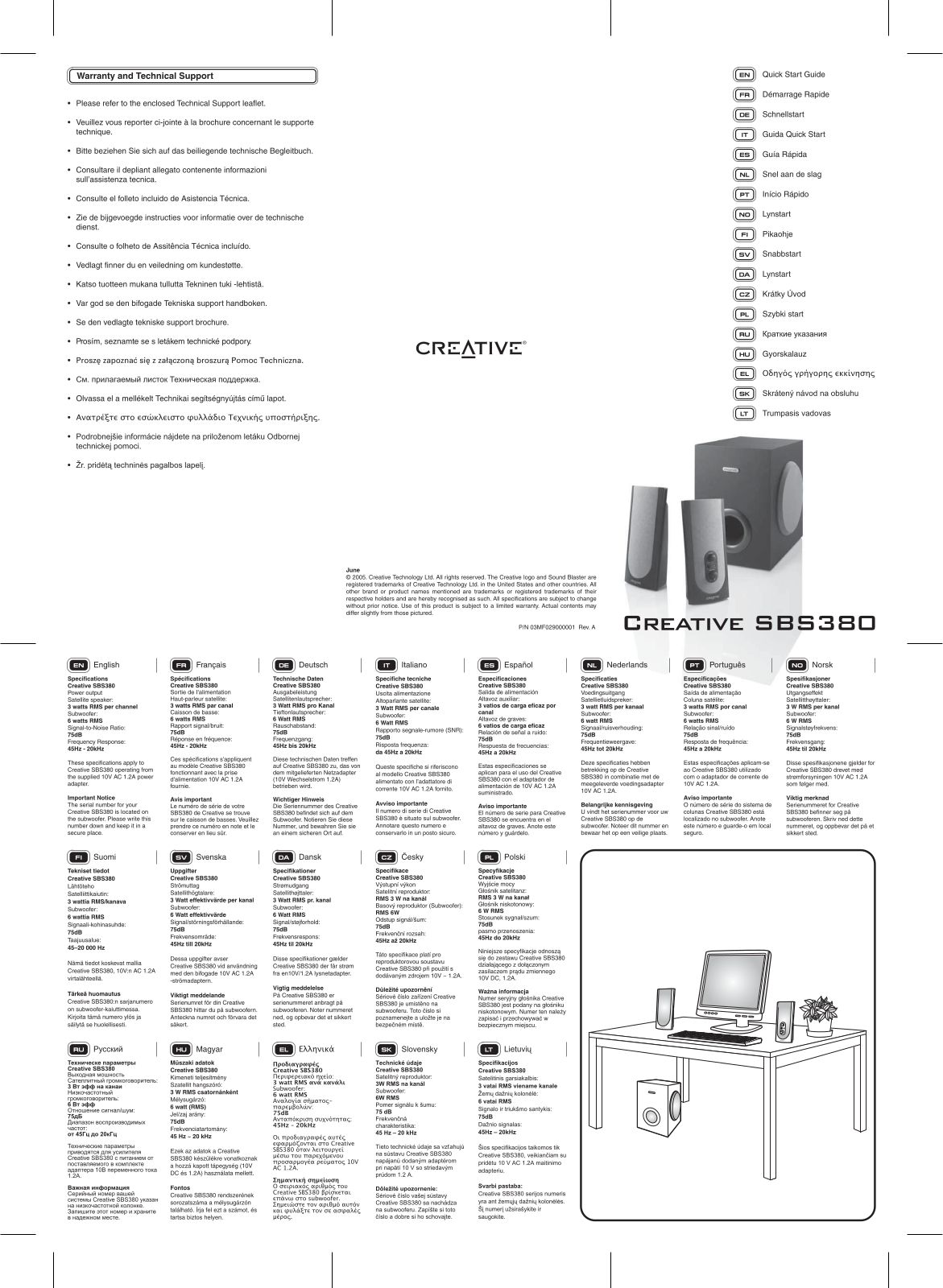 CREATIVE SBS 380 User Manual