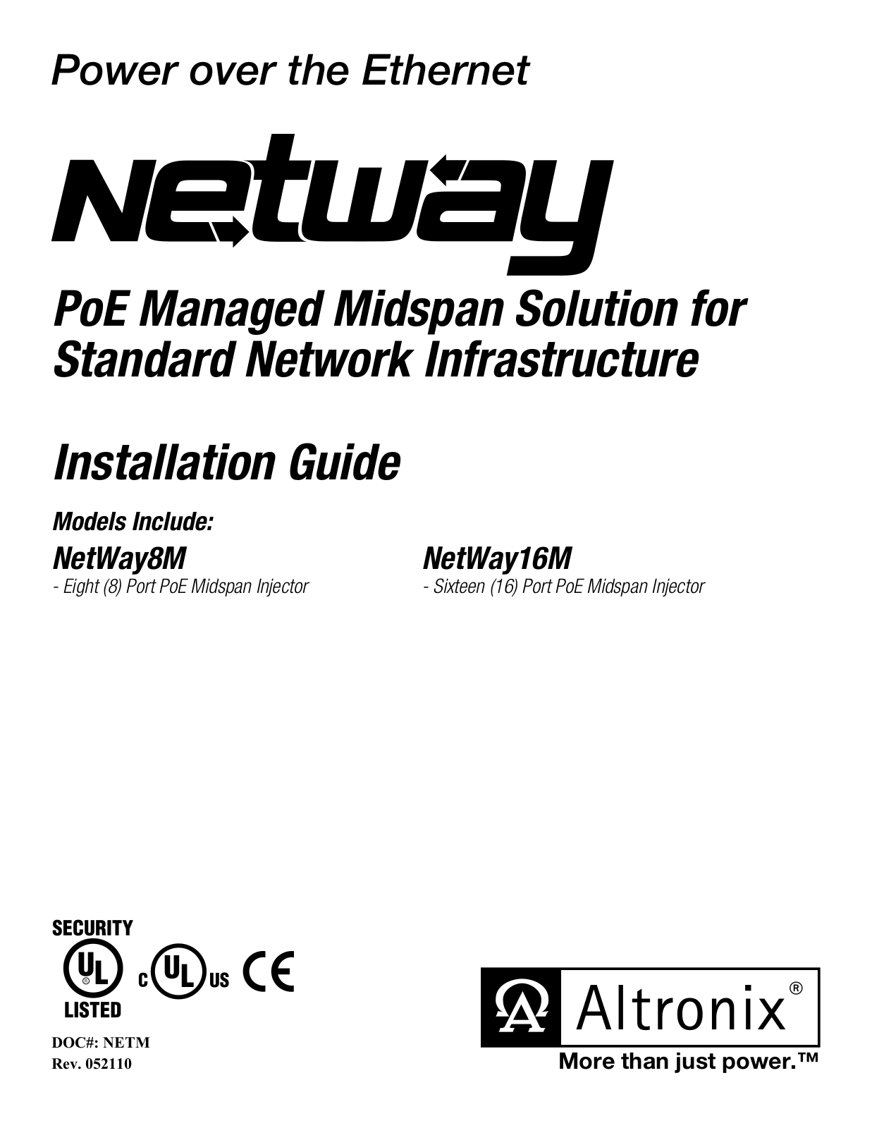 Altronix NetWay8M Installation Instructions