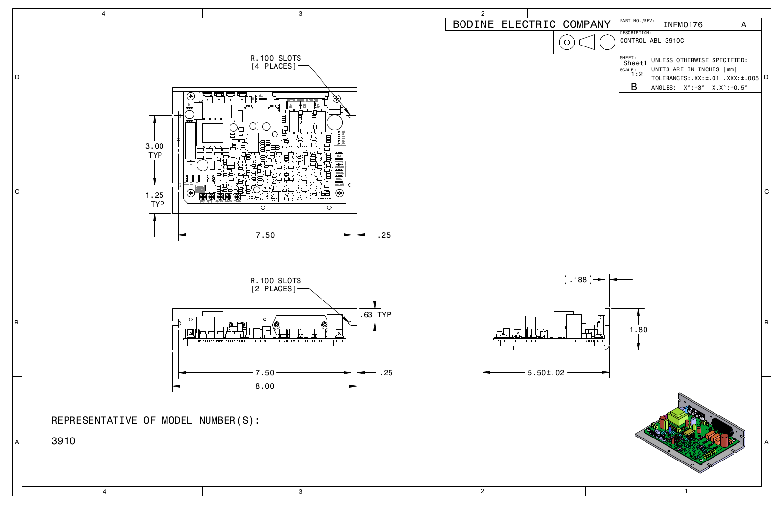 Bodine 3910 Reference Drawing