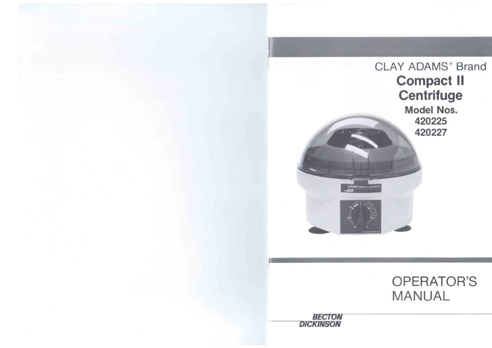 Clay Adams Compact II User manual