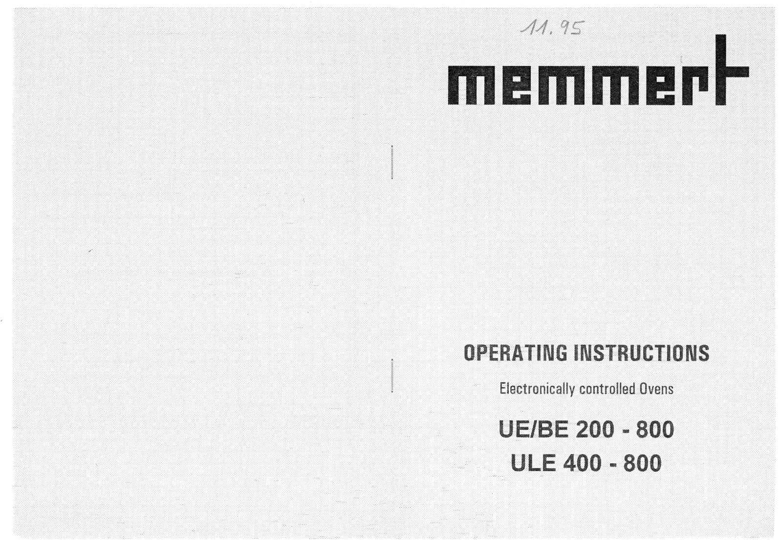 Memmert UE-BE-ULE User manual