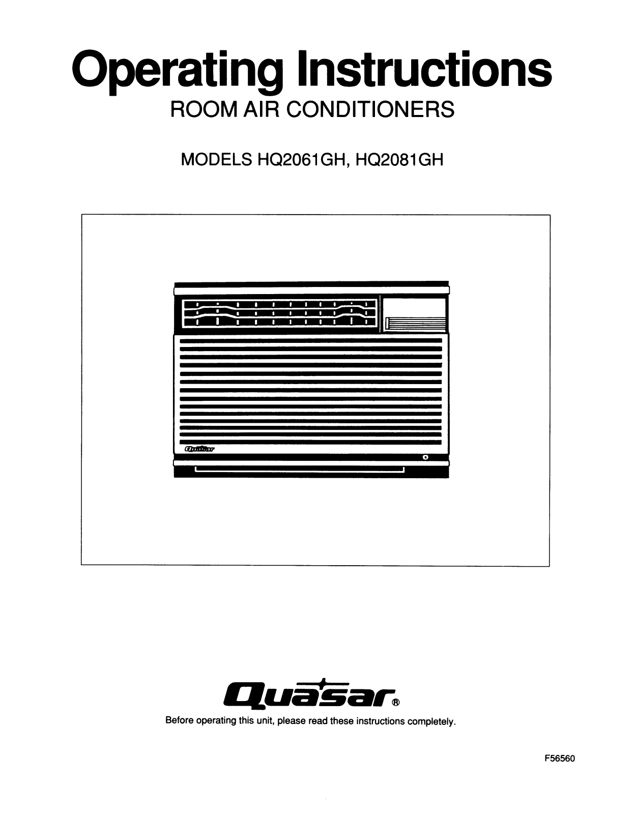 Panasonic hq-2061gh Operation Manual