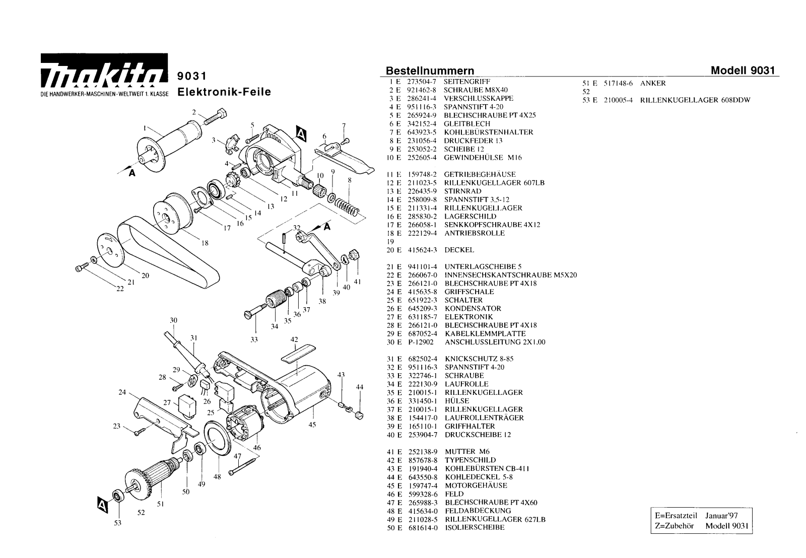 Makita 9031 REMPLACEMENT PARTS