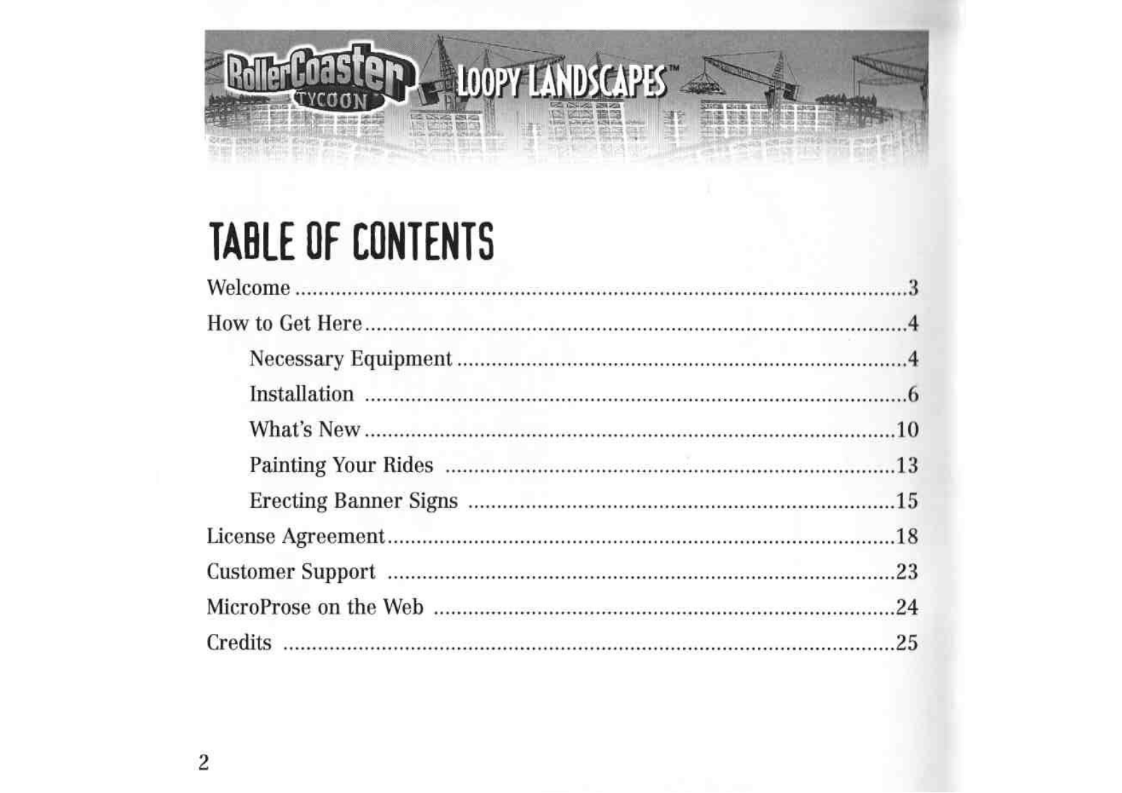 Game PC Rollercoaster Tycoon Loopy Landscapes User Manual