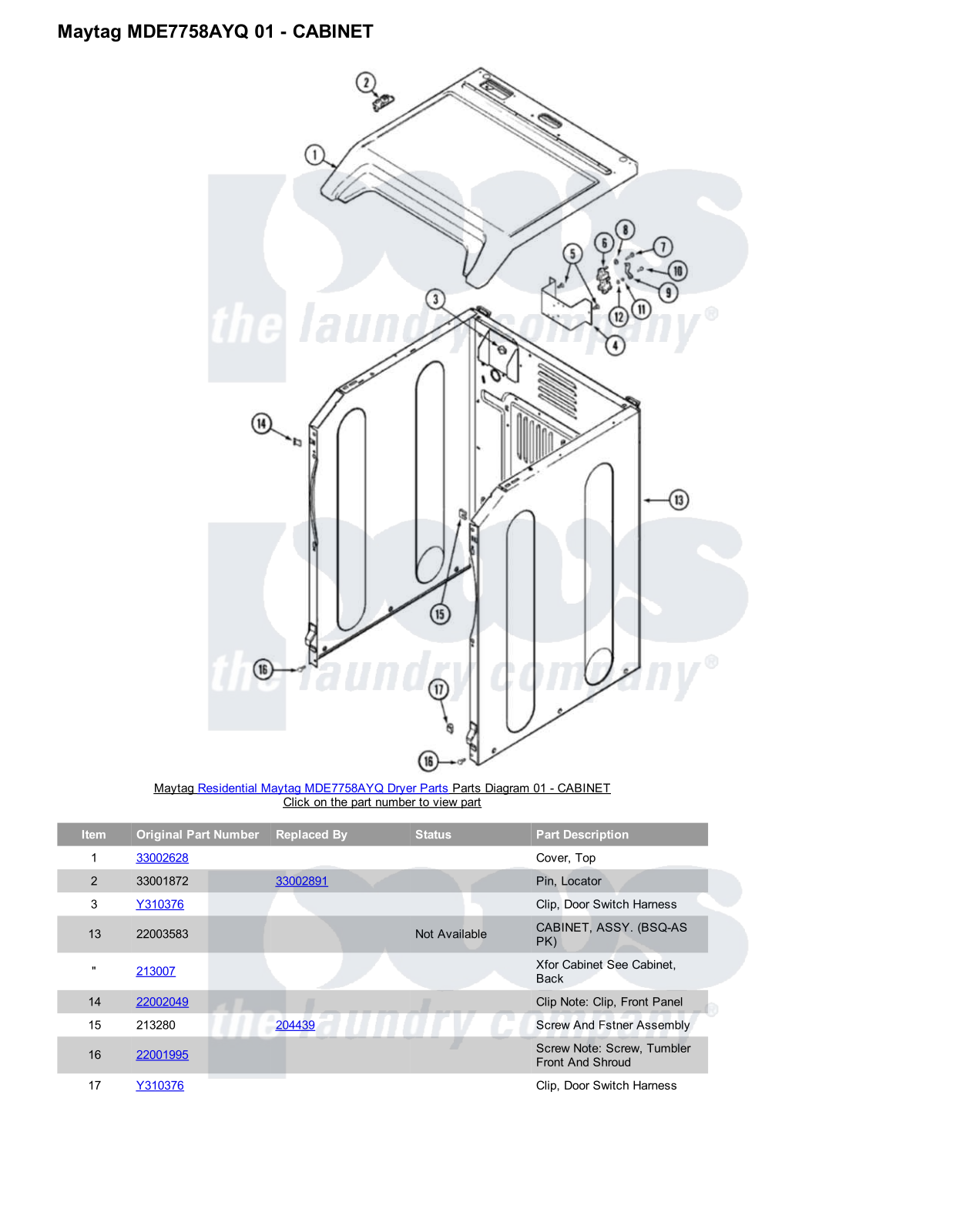 Maytag MDE7758AYQ Parts Diagram