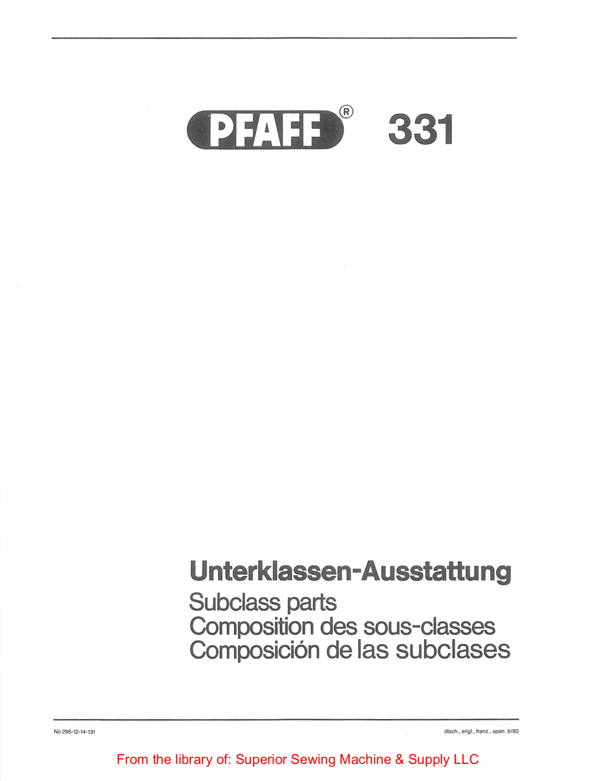 Pfaff 331 Manual