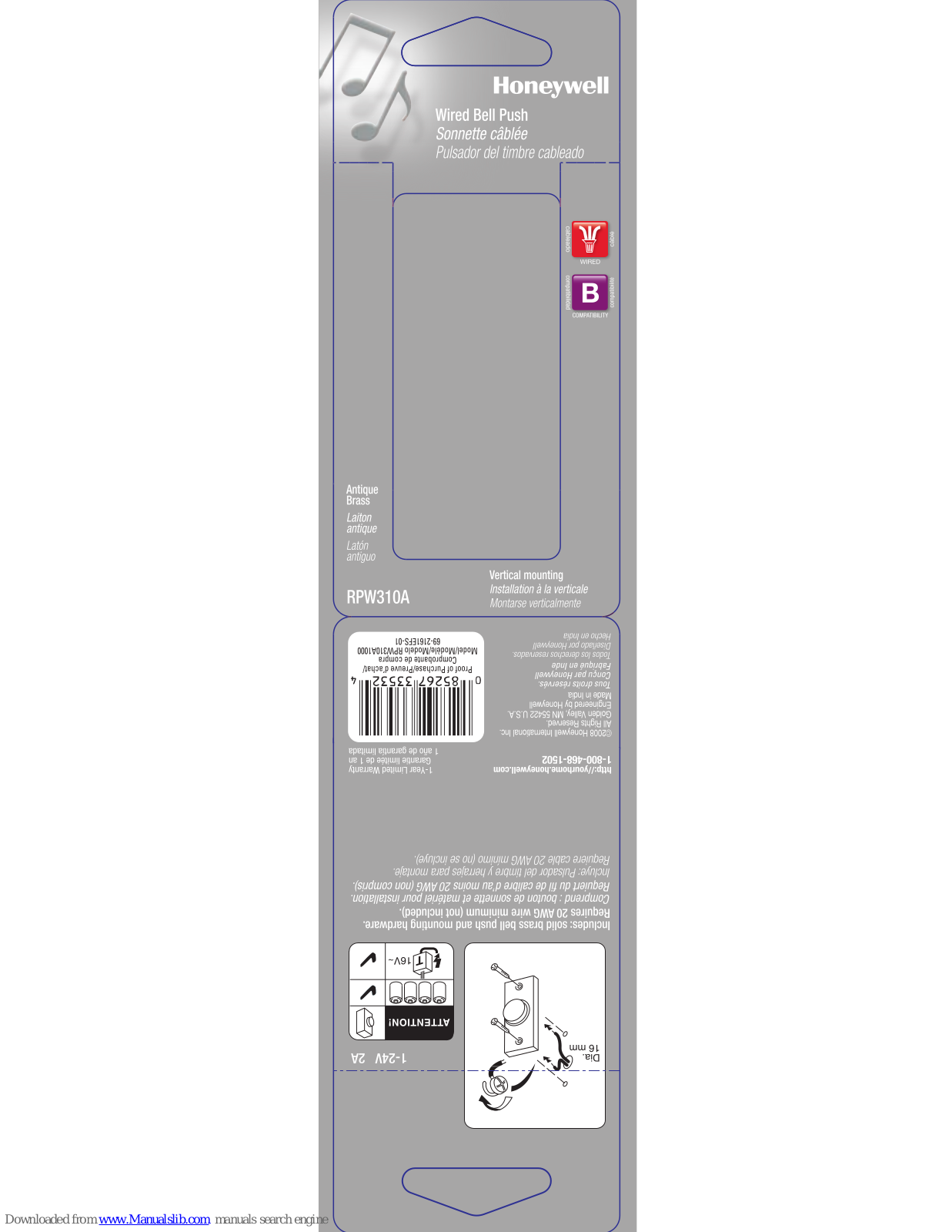 Honeywell RPW310A Instruction Leaflet