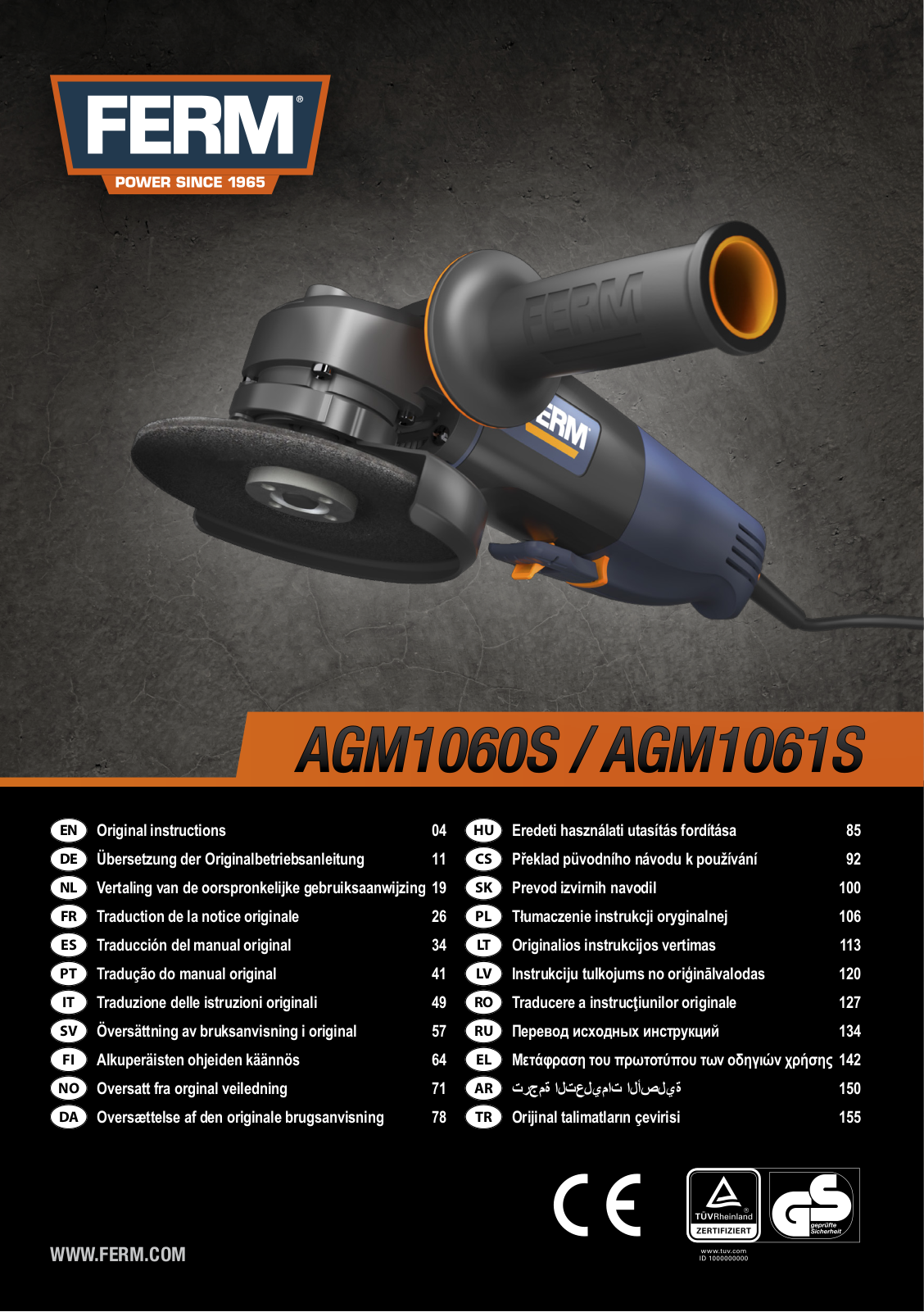 Ferm AGM1060S, AGM1061S User guide