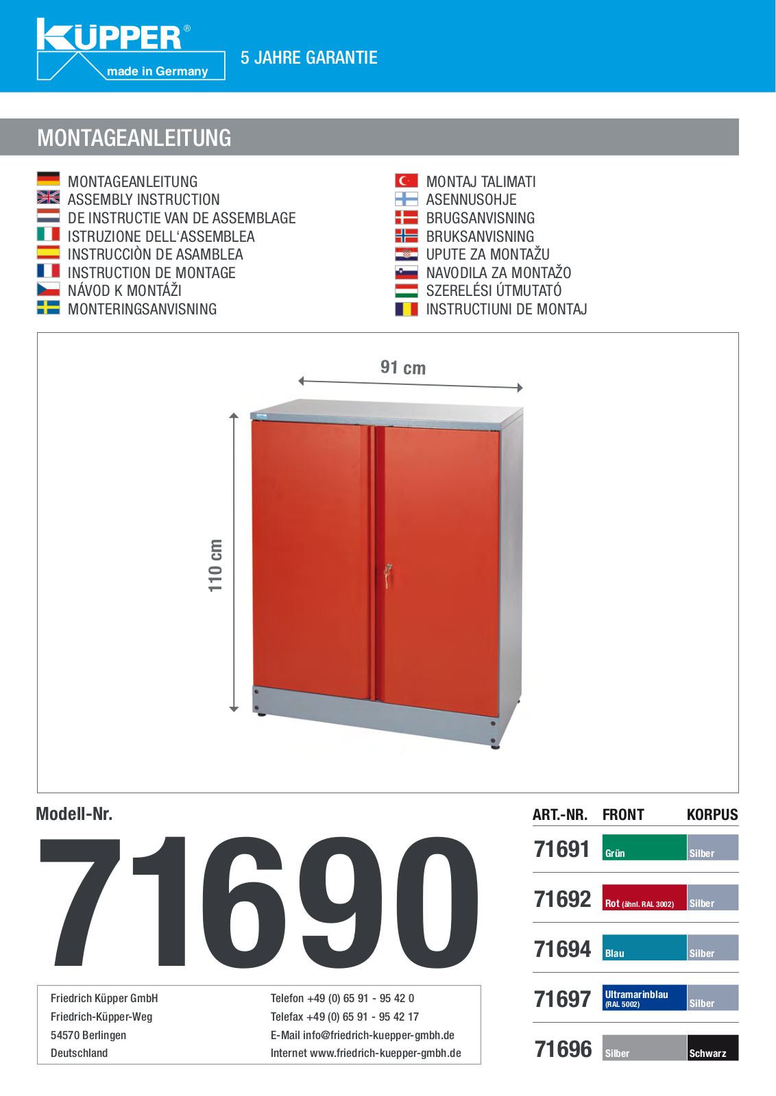 Küpper 71697, 71690, 71691, 71692, 71694 User guide