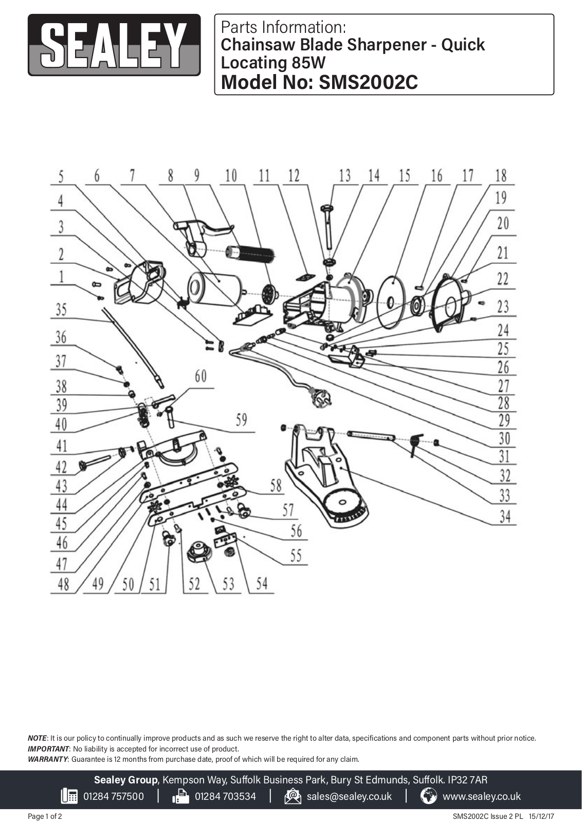 Sealey SMS2002C Parts Listing - ManualMachine.com