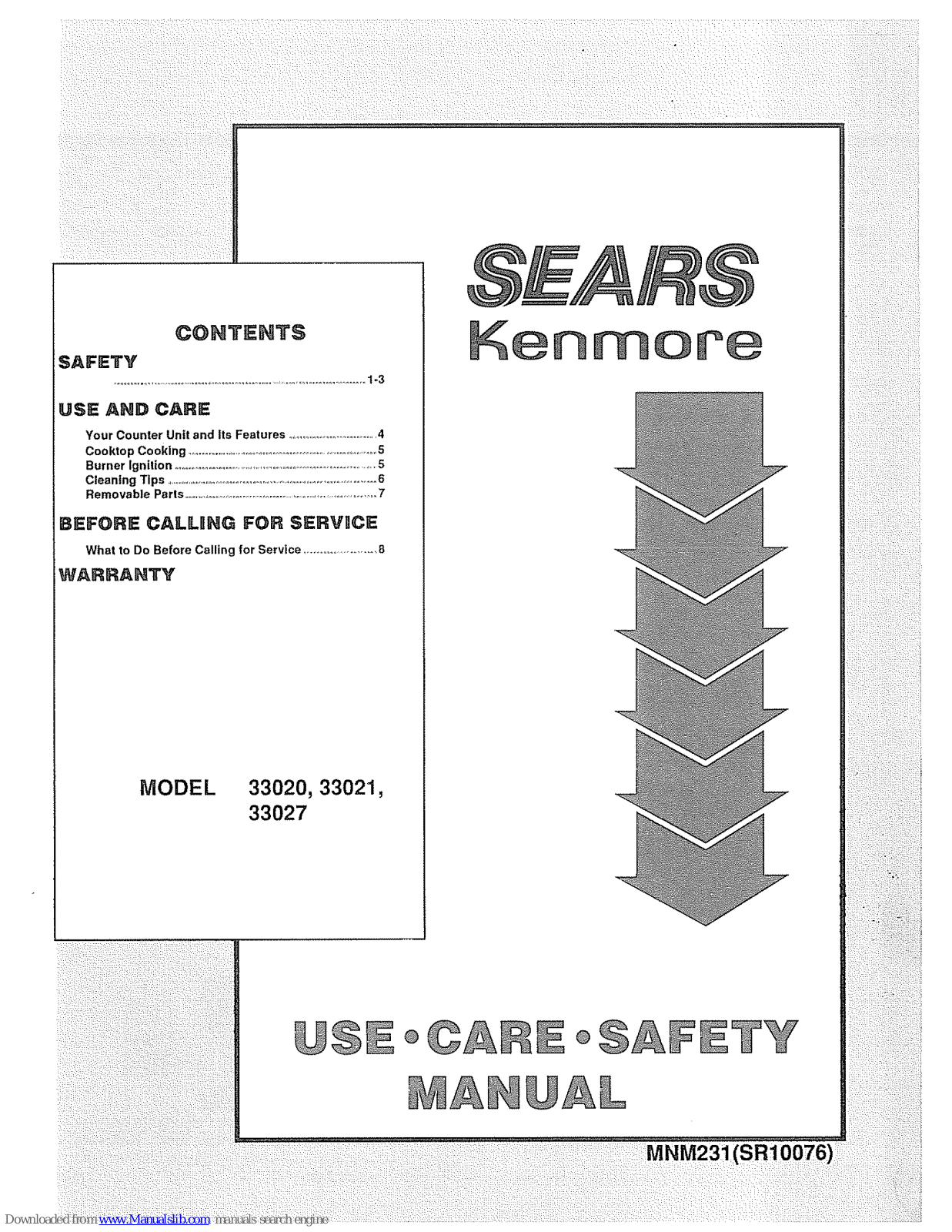 Kenmore 33010, 33021, 33027 Use, Care, Safety Manual - ManualMachine.com