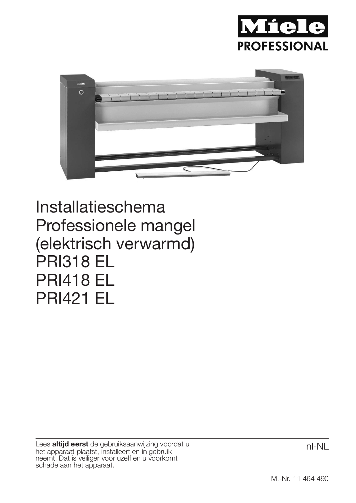 Miele PRI318 EL, PRI418 EL, PRI421 EL Installatietekening