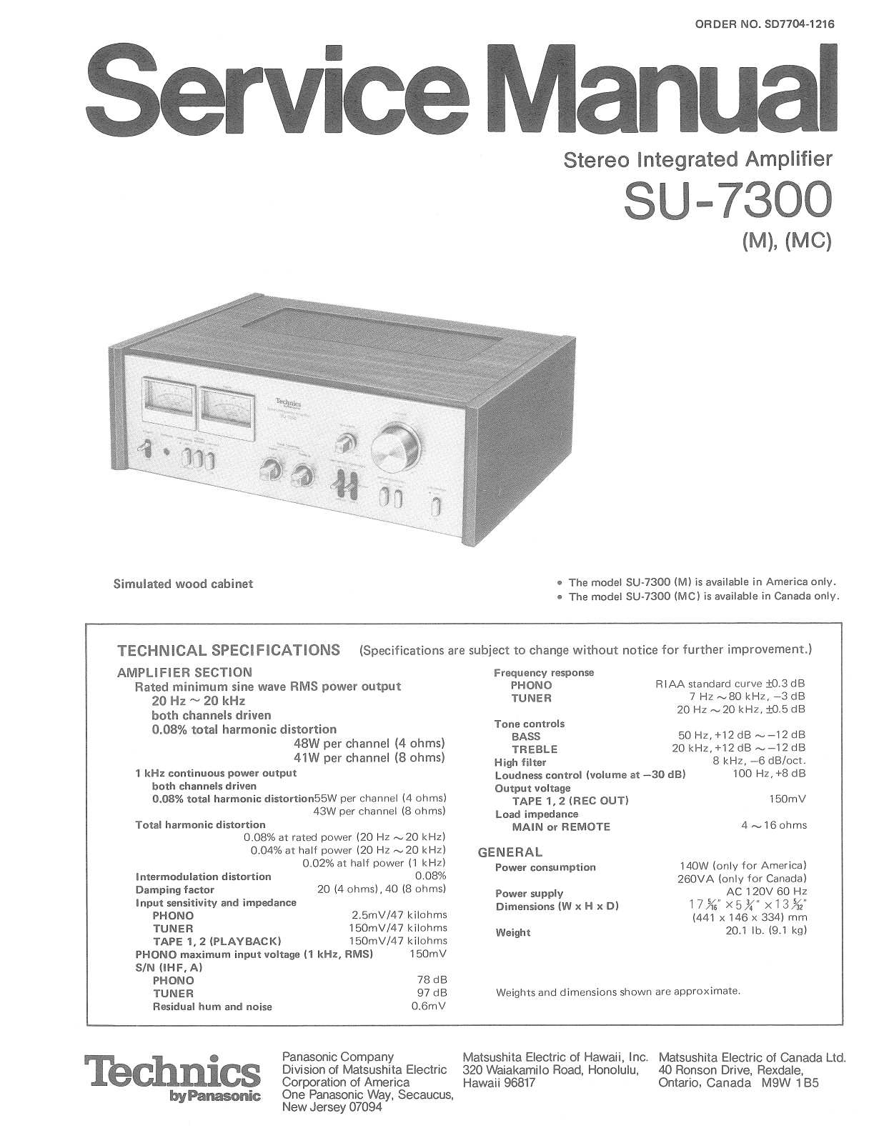 Sony SU 7300 Service Manual