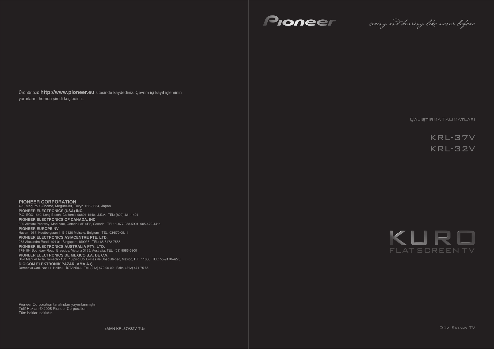 Pioneer KRL-37V, KRL-32V User manual