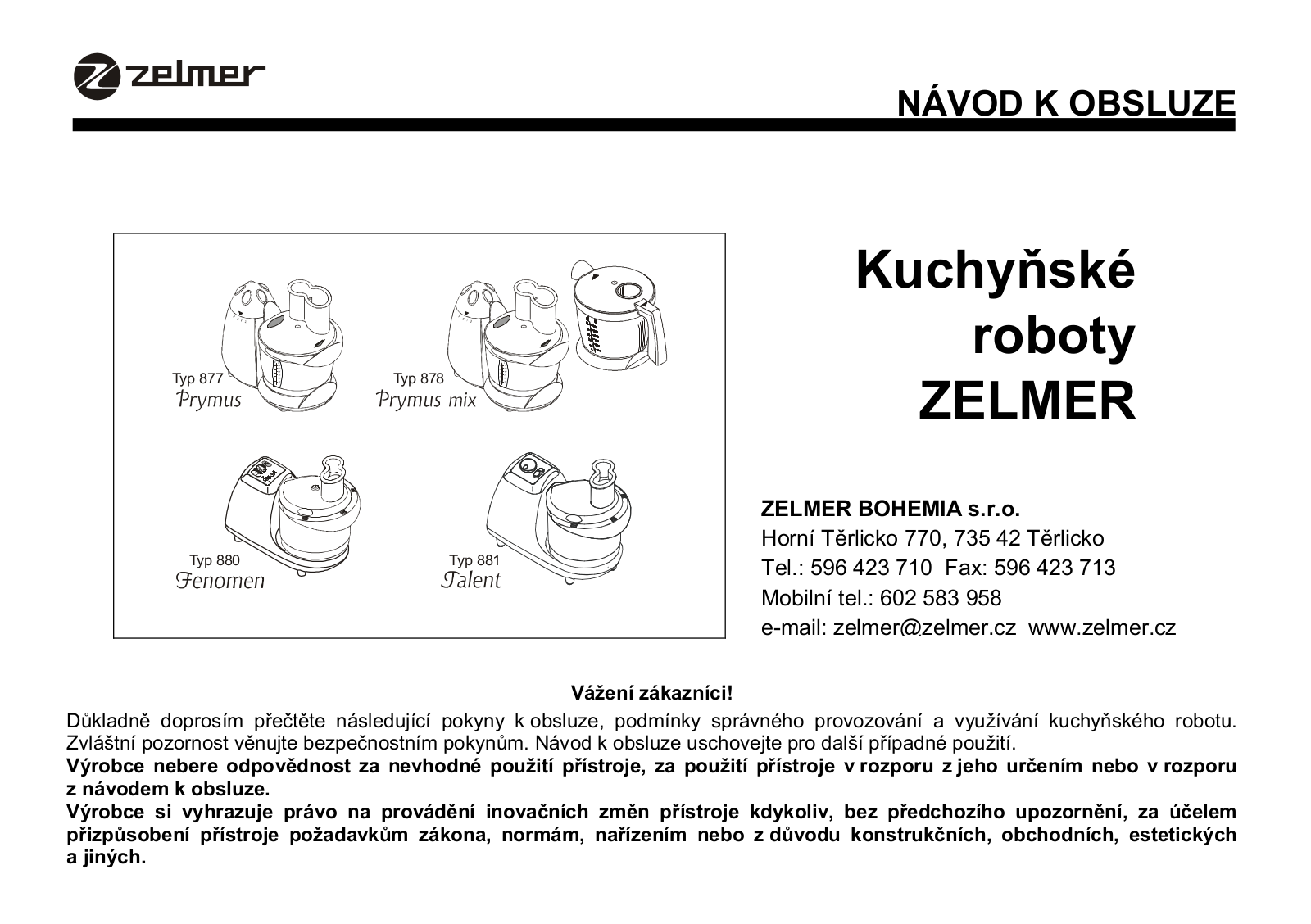 Zelmer 881.0 User Manual