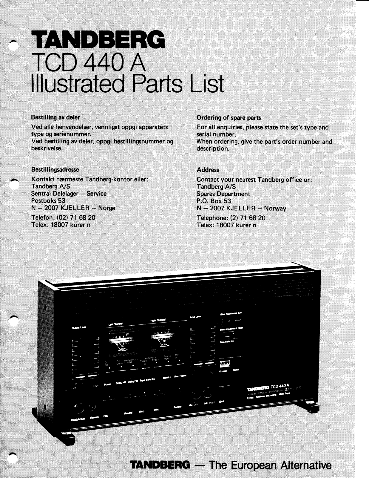 Tandberg TCD-440-A Service manual