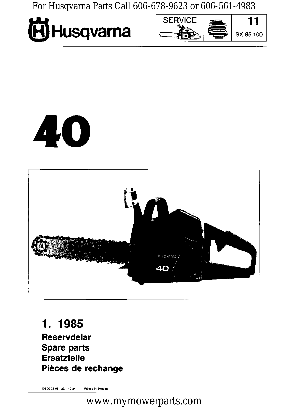 Husqvarna I8500014 Parts Manuals - ManualMachine.com