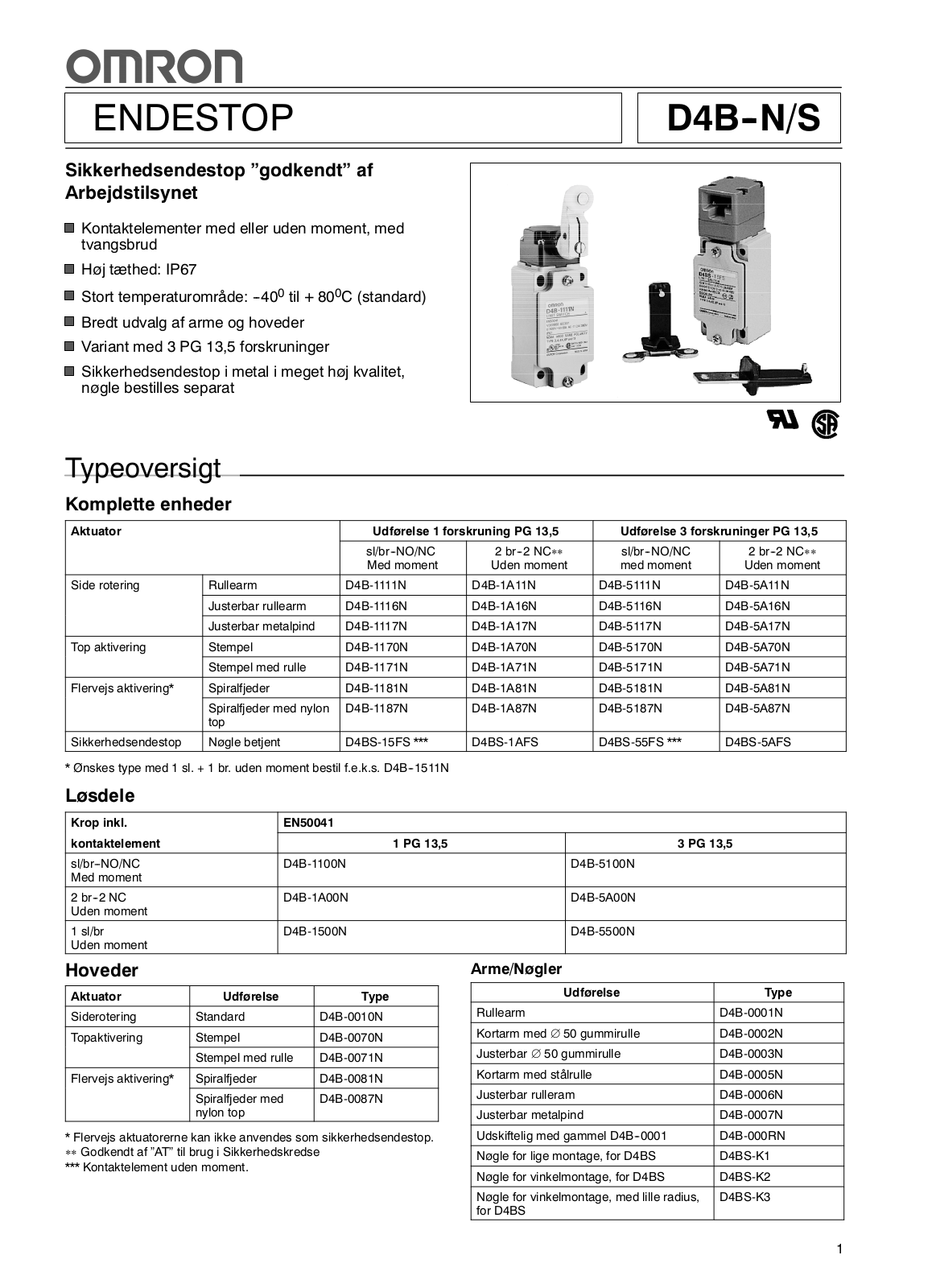 Omron D4B-S, D4B-N DATASHEET