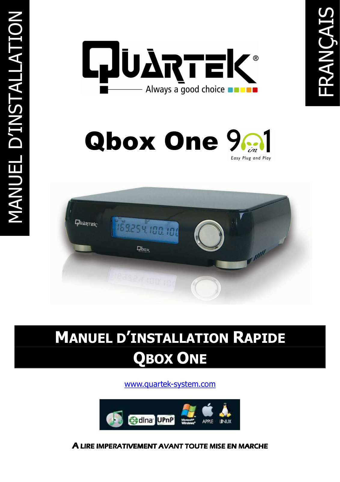 Quartek QBOX ONE QUICK INSTALLATION