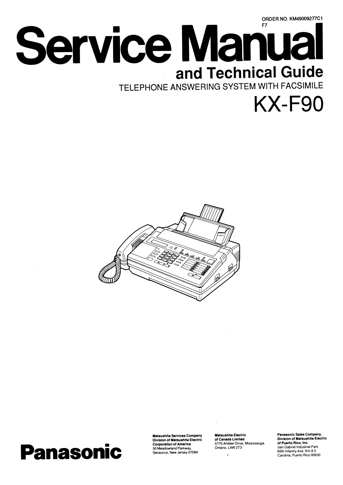 PANASONIC KX-F90 Service Manual