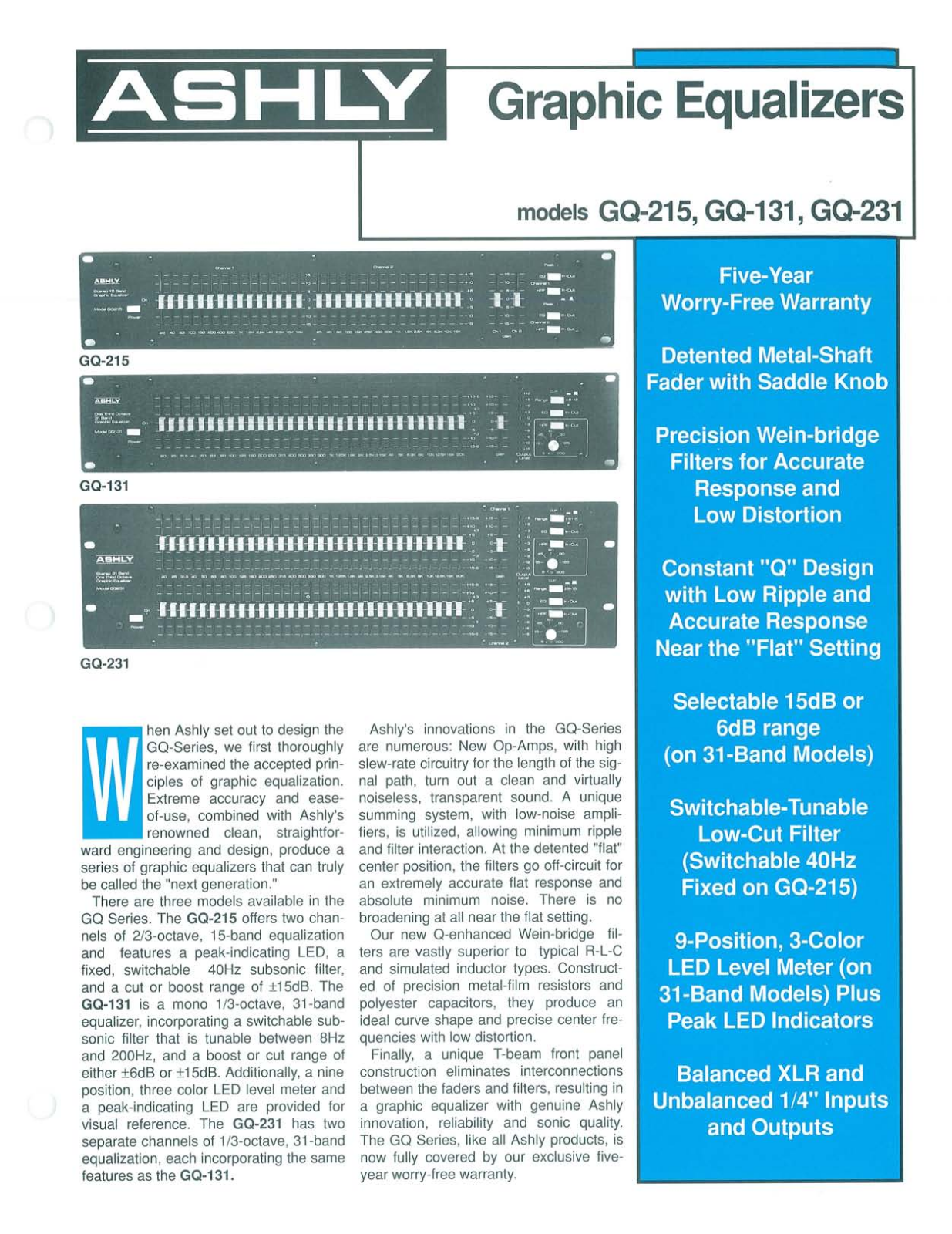 Ashly GQ-231, GQ-131, GQ-215 User Manual