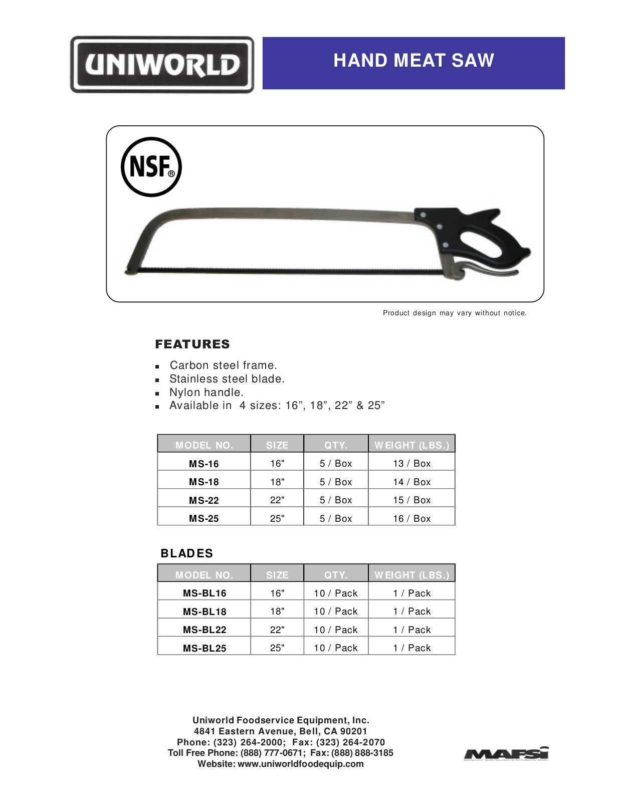 Uniworld MS-18 User Manual