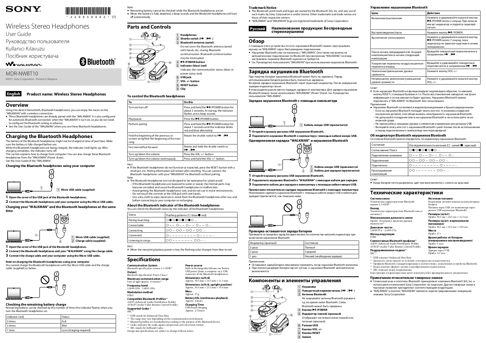 Sony NWZ-S765BT User Manual