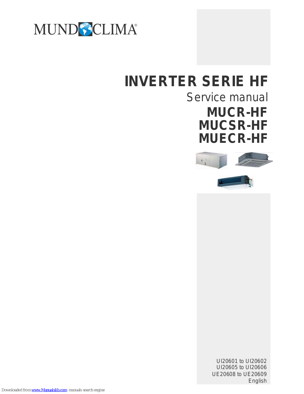 MUND CLIMA MUCR-HF, MUCSR-HF, MUECR-HF Service Manual