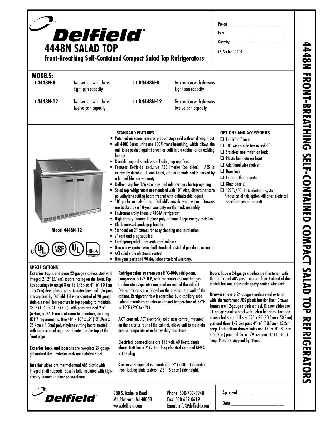 Delfield D4448N-12, 4448N-12 User Manual