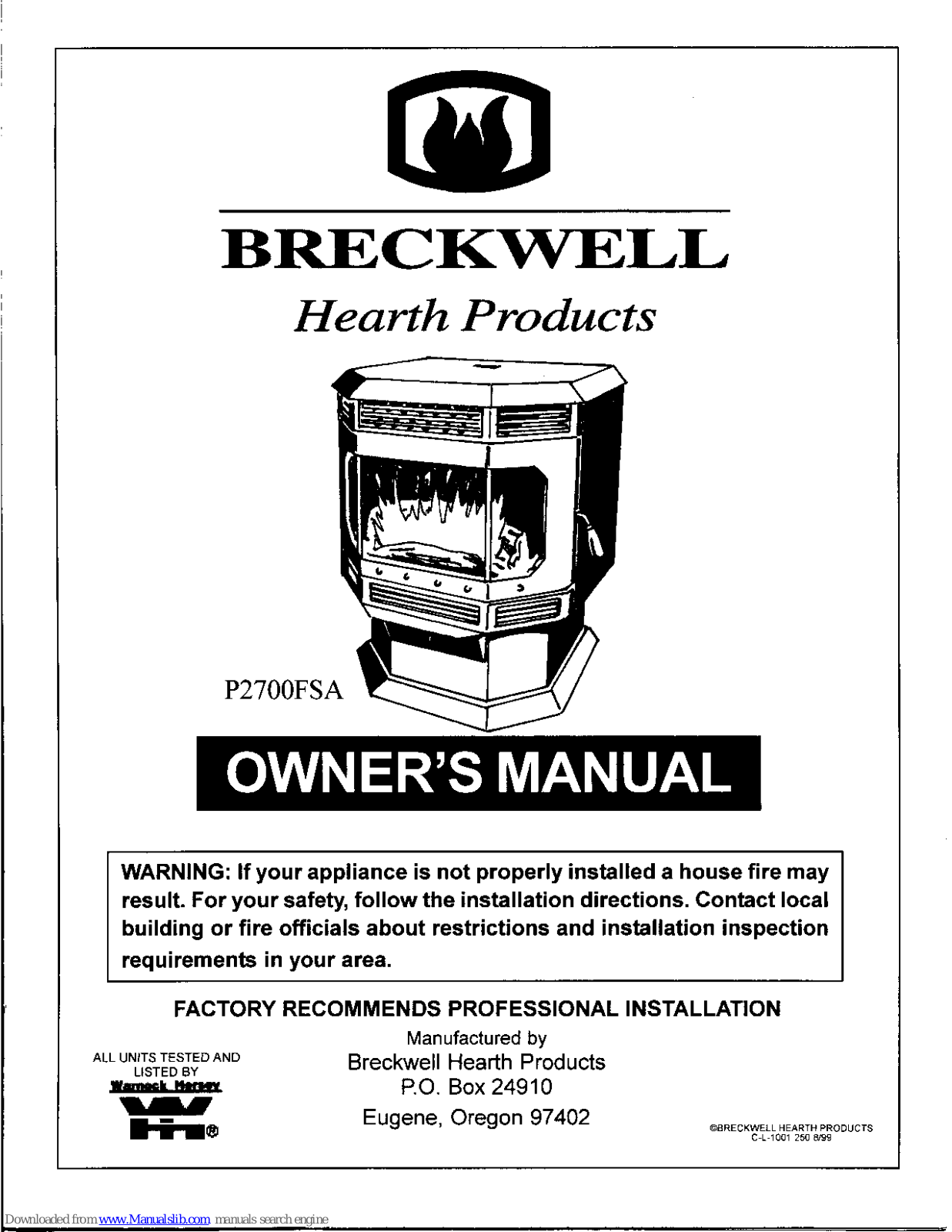 Breckwell P2700FSA Owner's Manual