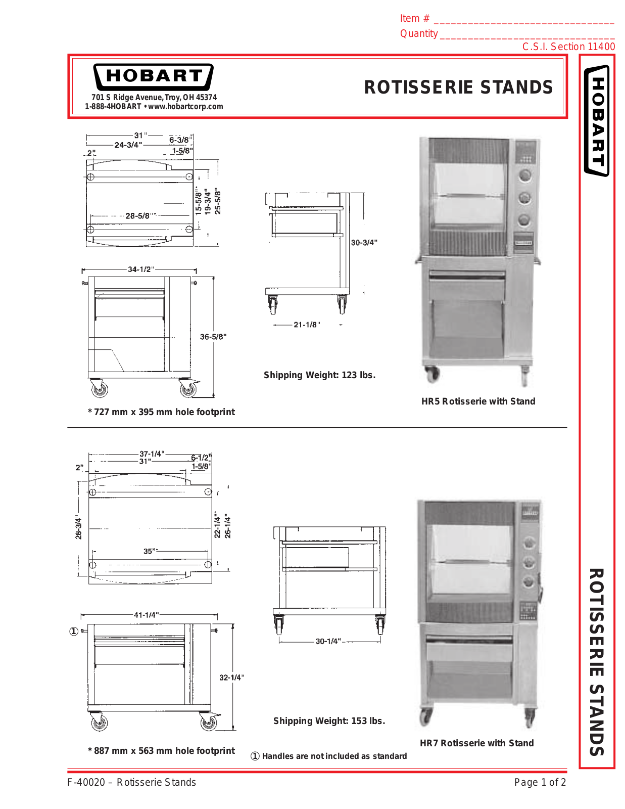 Mannhart Rotisserie Stands Specifications