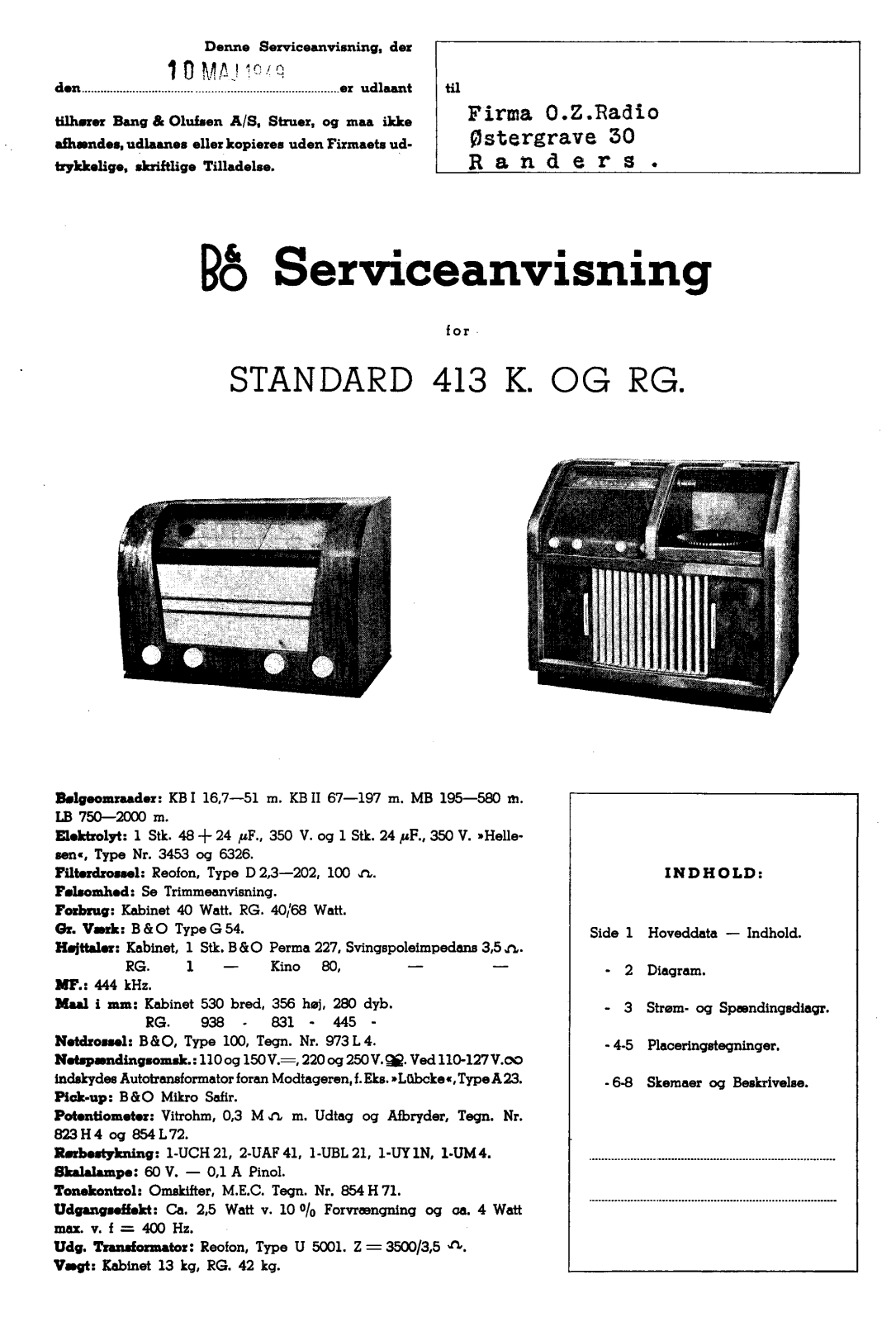 Bang Olufsen STANDARD-413-K Service Manual