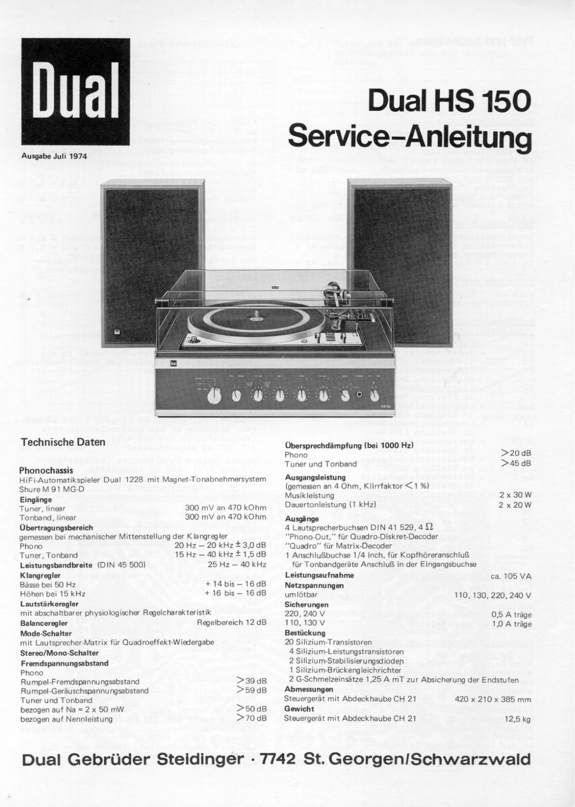 Dual HS-150 Service manual