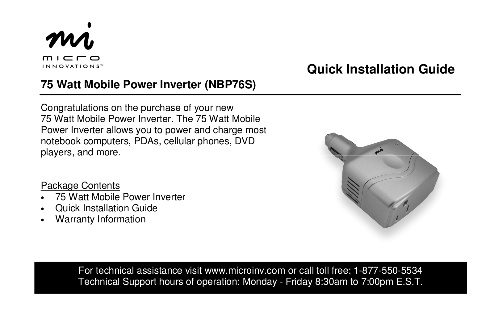 Micro Innovations NBP76S User Manual