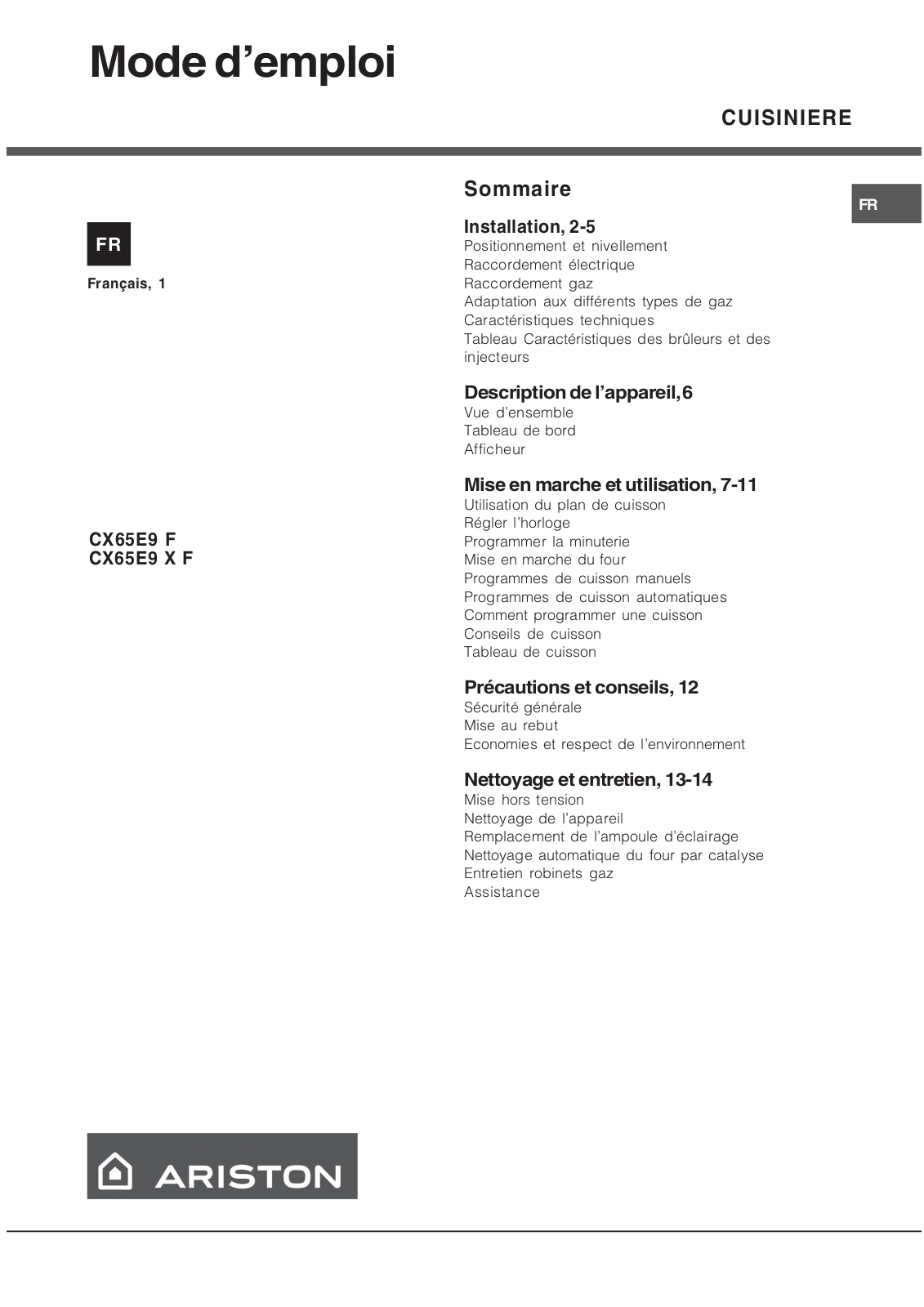 Hotpoint CX65E9 X F User Manual