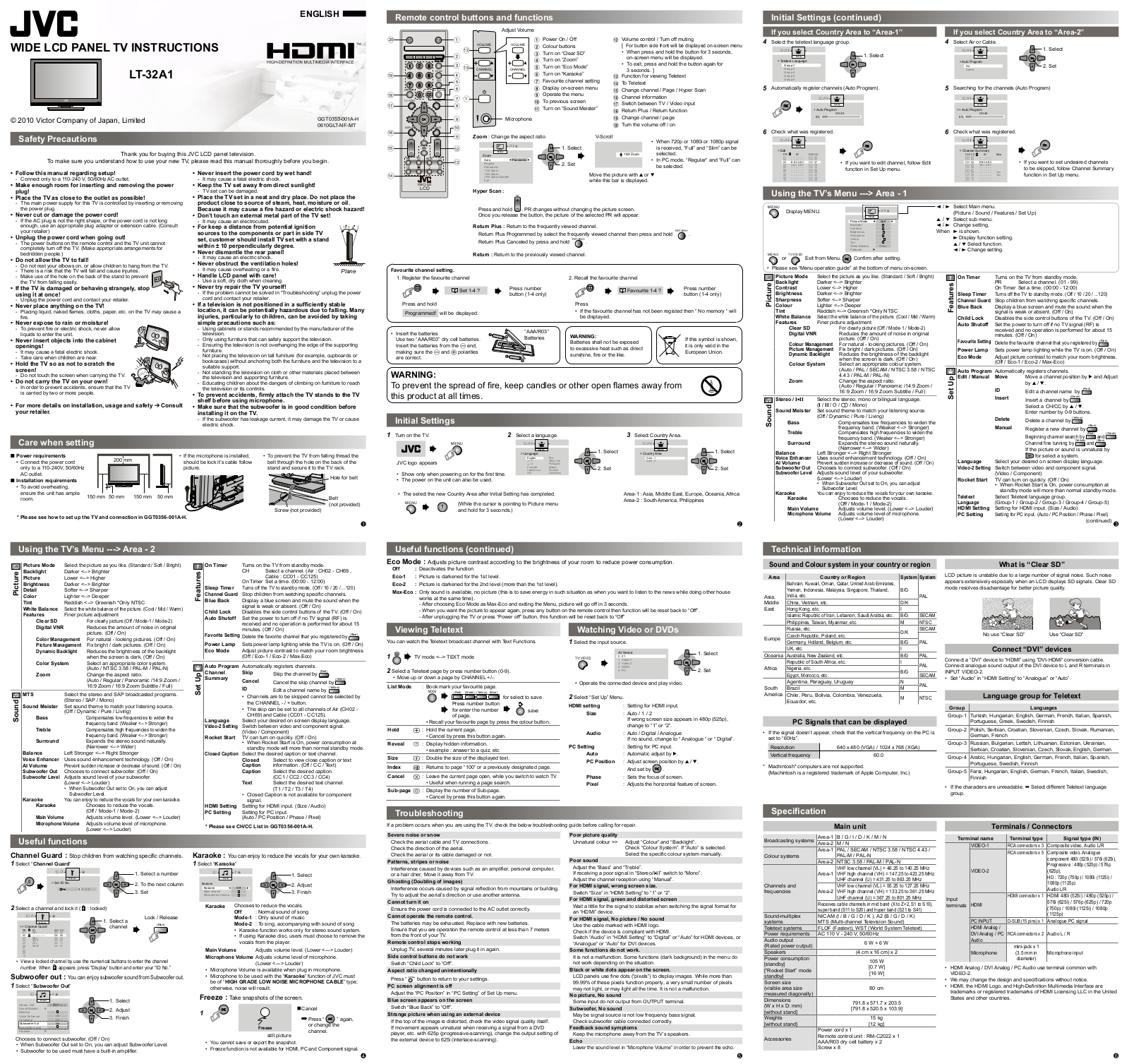 JVC LT-32A1 User Guide